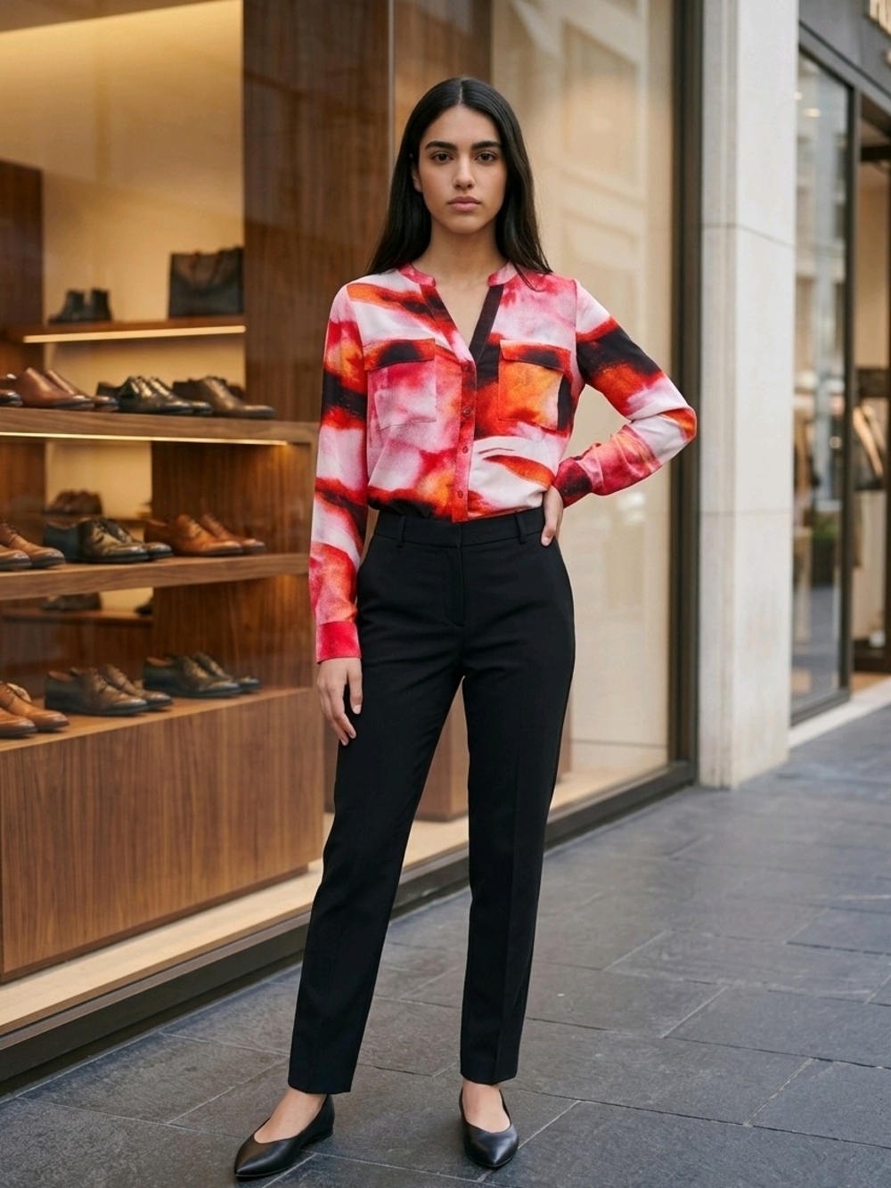 Calvin Klein Red & Pink Print Blouse